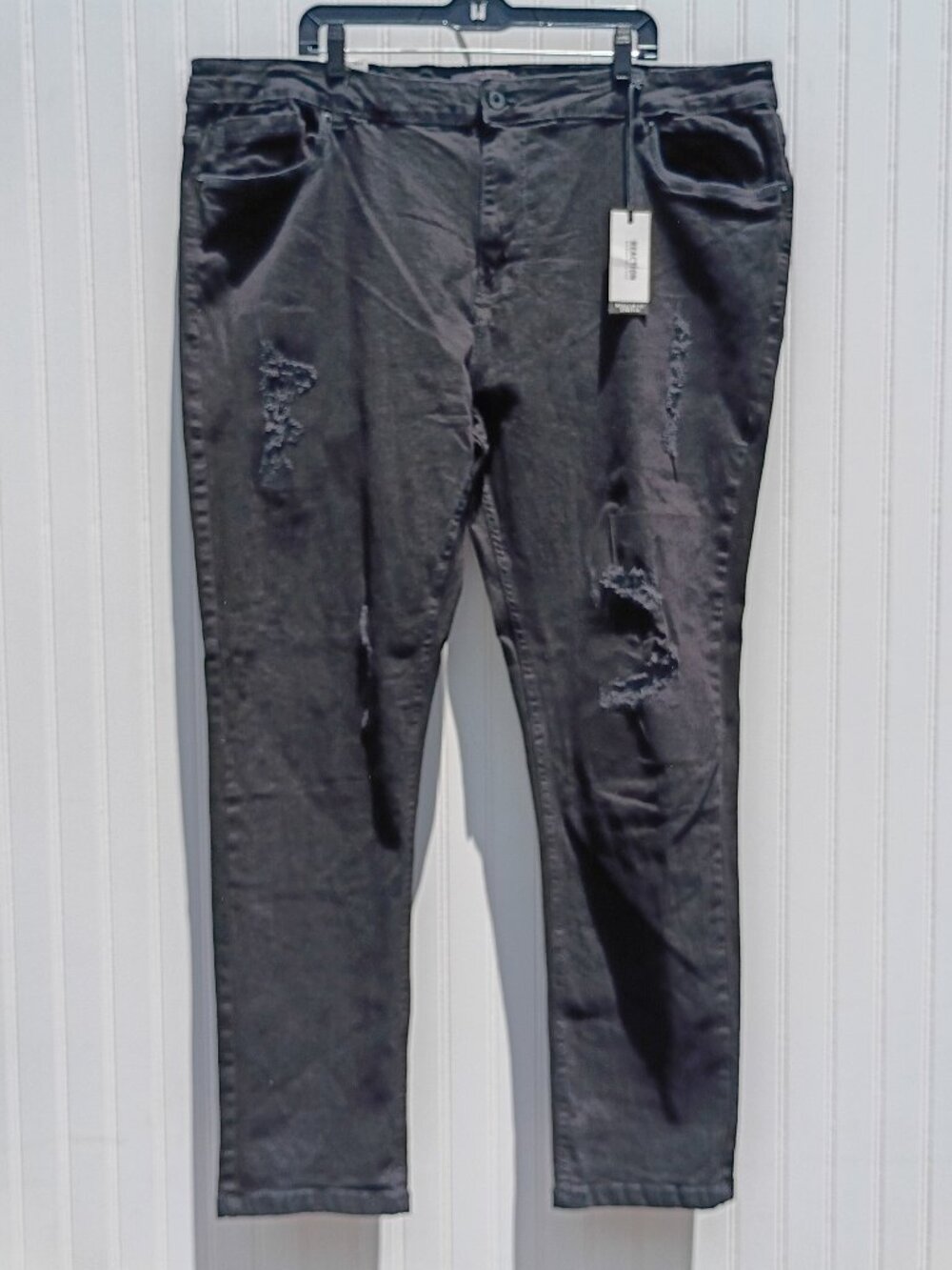 NWT Men's Kenneth Cole Reaction Denim Jeans 44 x 30 Regular Fit Black Distressed